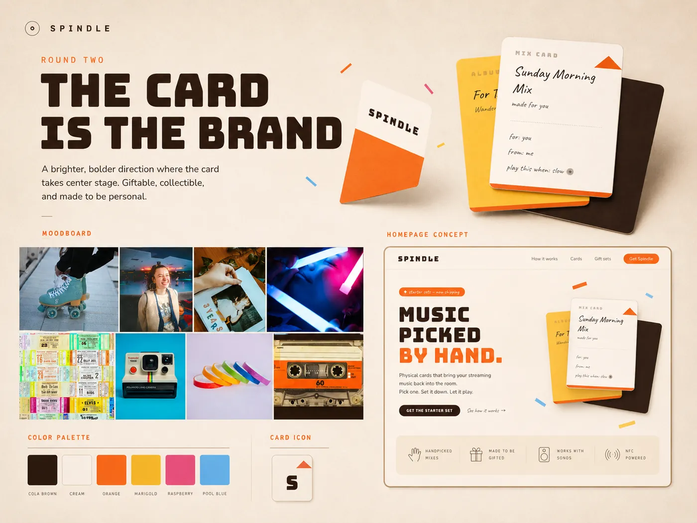 Second Spindle identity direction: bright and card-forward